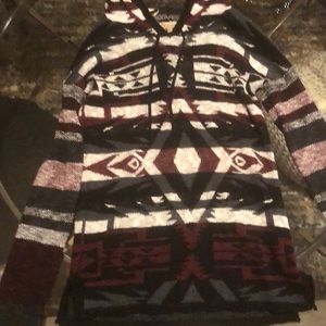 Aztec print sweater with hood